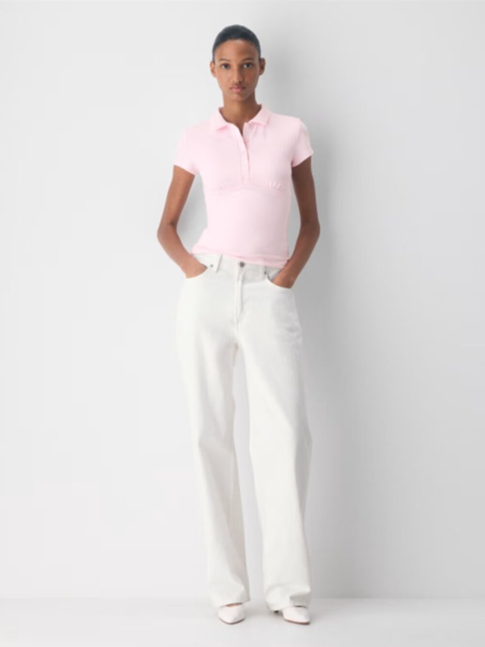 Aritzia Villa Pink Contour Flyer Polo T-Shirt Second-Skin Polo Top | NWT Small